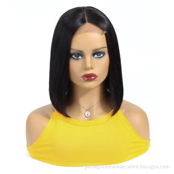 Short Bob Wig Silky Straight Brazilian Human Hair 4X4 Lace Front Closure Short 6 8 Inch Swiss Lace Bob Wigs For Black Women